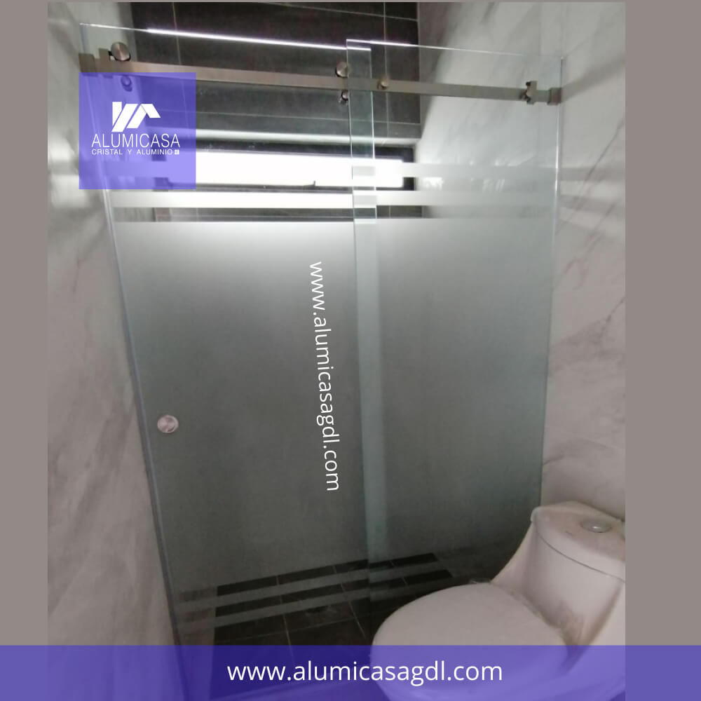 CANCEL DE BAÑO CRISTAL TEMPLADO CON ACERO INOXIDABLE SISTEMA BACALAR