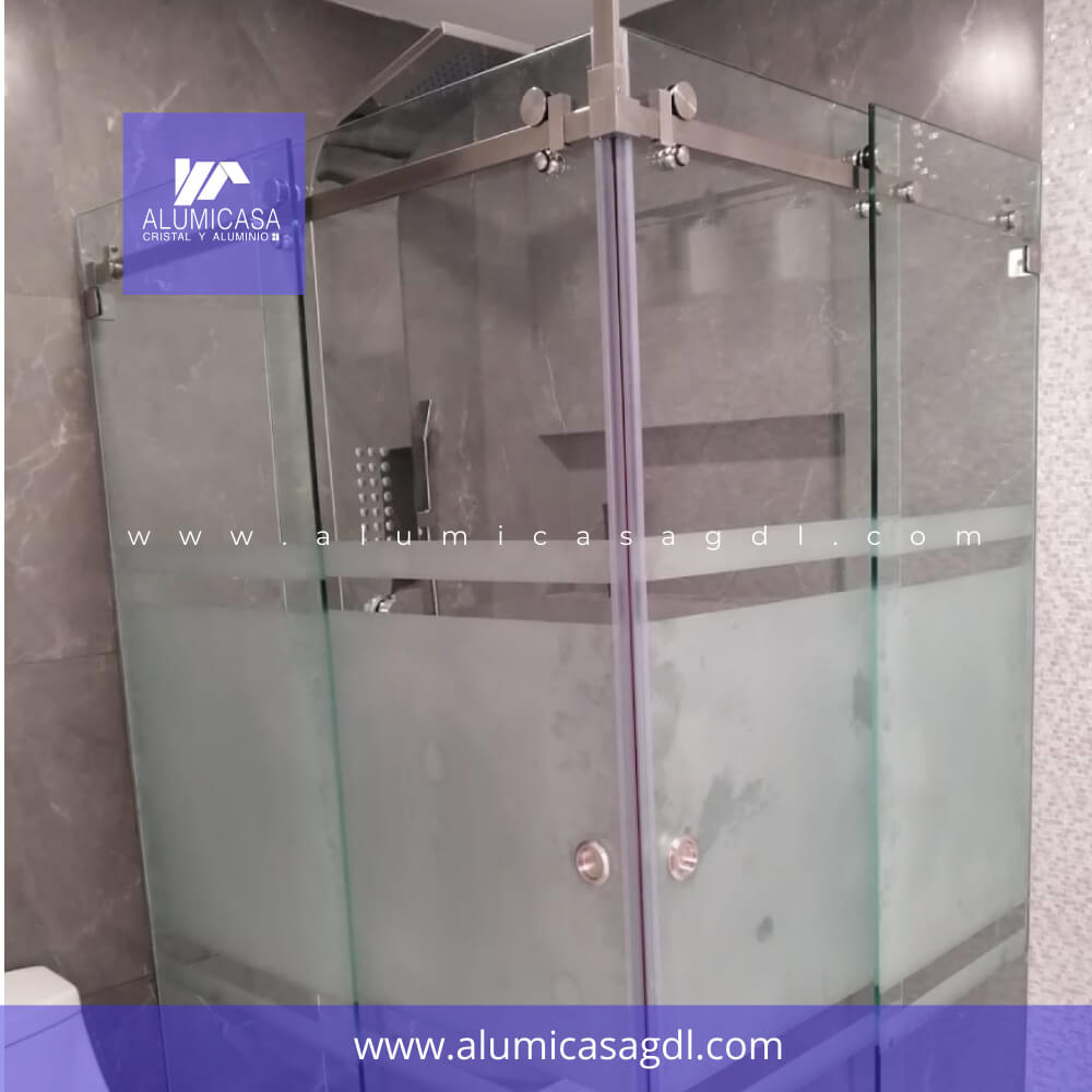 CANCEL DE BAÑO EN ESCUADRA DE LUJO ACERO INOXIDABLE