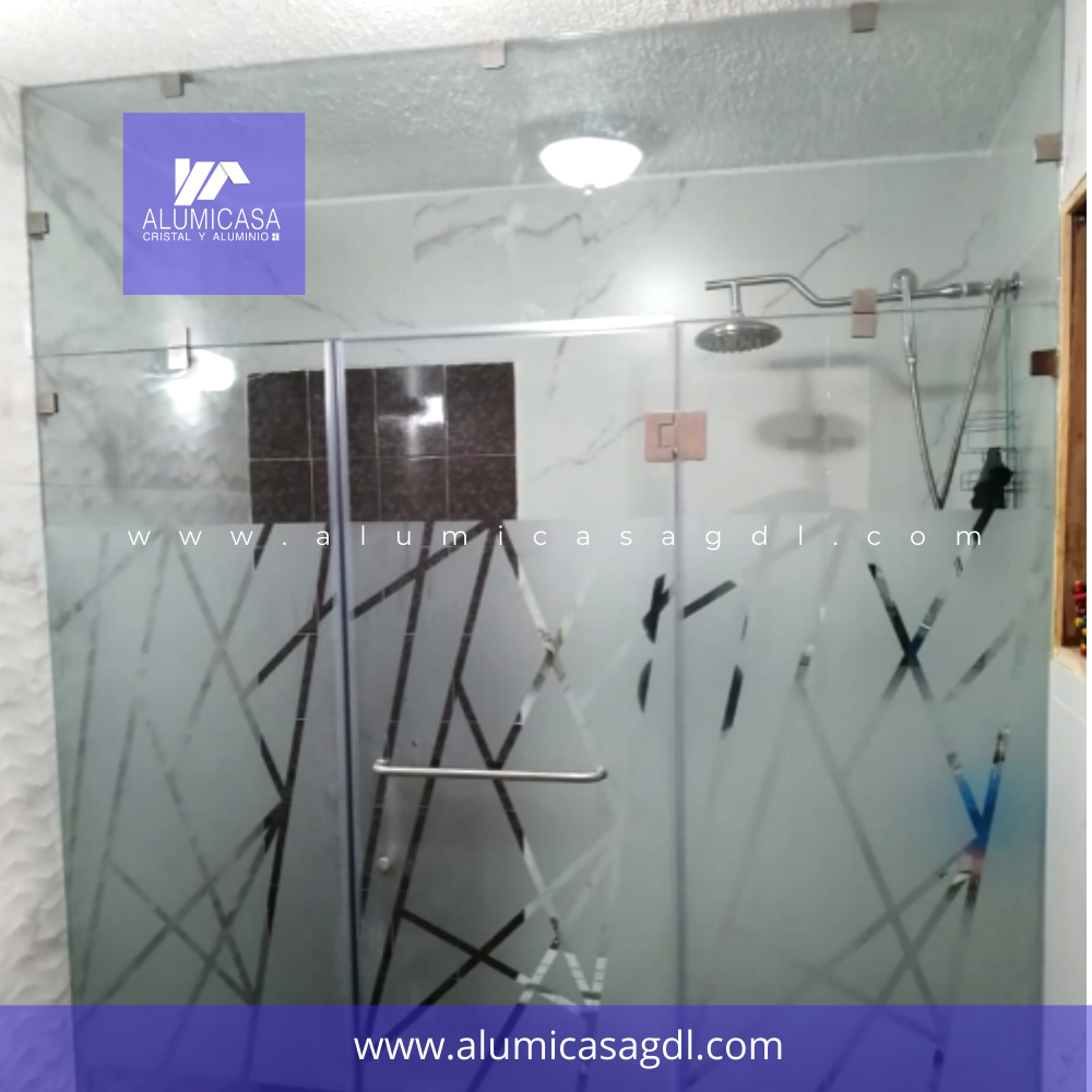 CANCEL DE BAÑO VIDRIO TEMPLADO 10 MILIMETROS ESMERILADO PERSONALIZADO