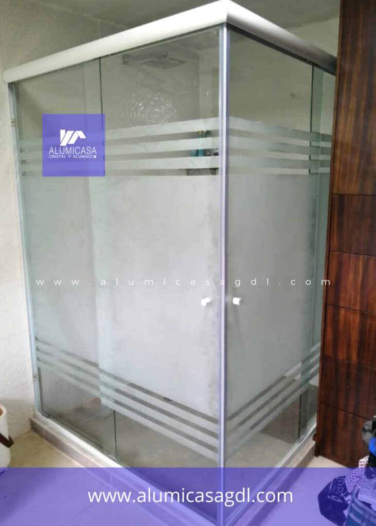Cancel de baño corredizo aluminio blanco esmerilado E06