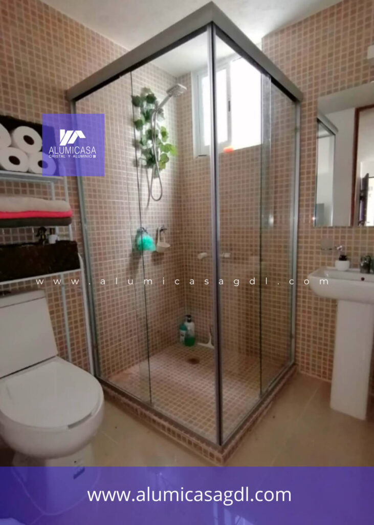 Cancel de baño escuadra sin diseño para privacidad vidrio templado