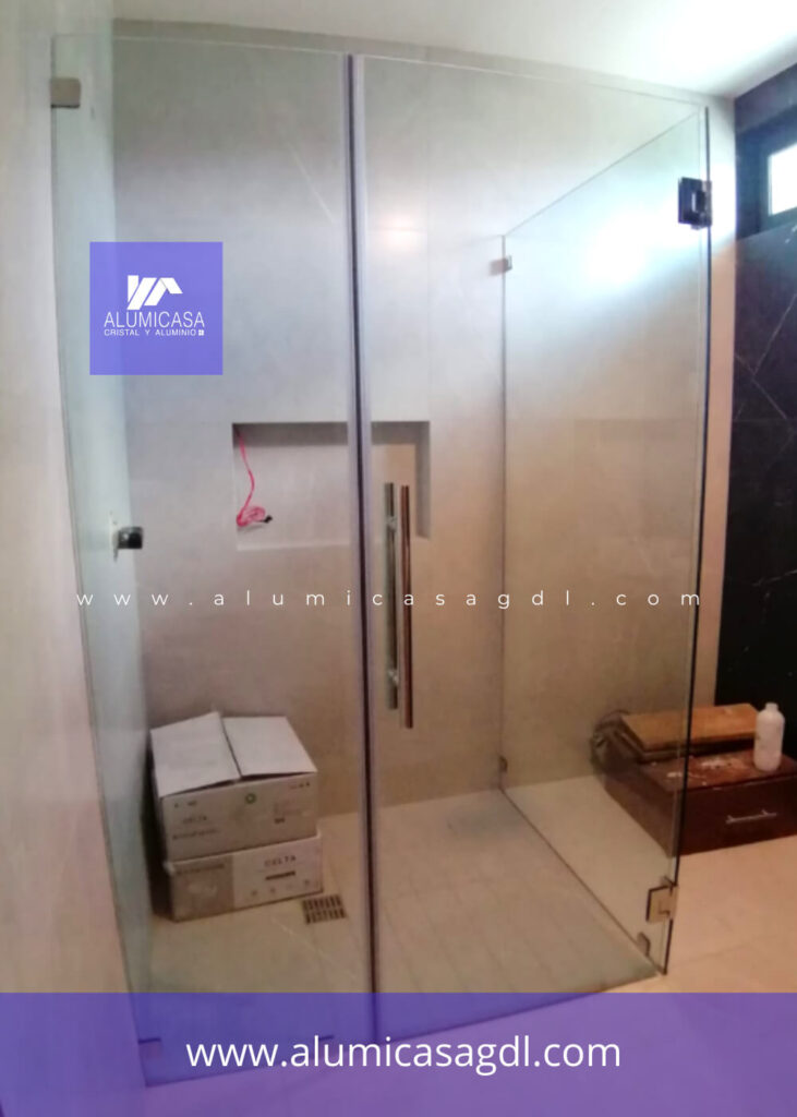 Cancel de baño escuadra vidrio templado con herrajes