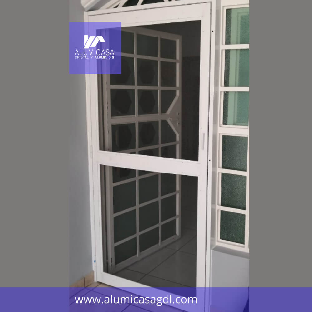 Puerta mosquitera tela fibra de vidrio aluminio blanco 